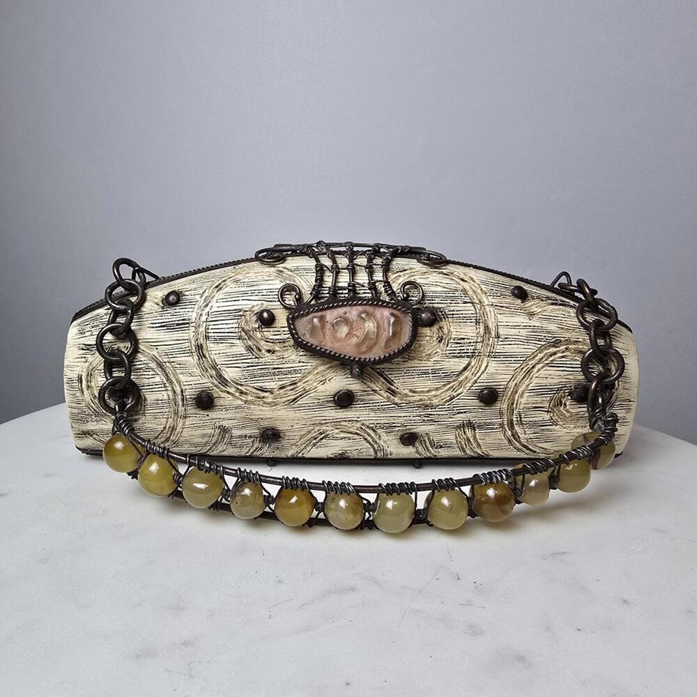 Vintage Unique Handcrafted Maya Handbag with Beaded Strap